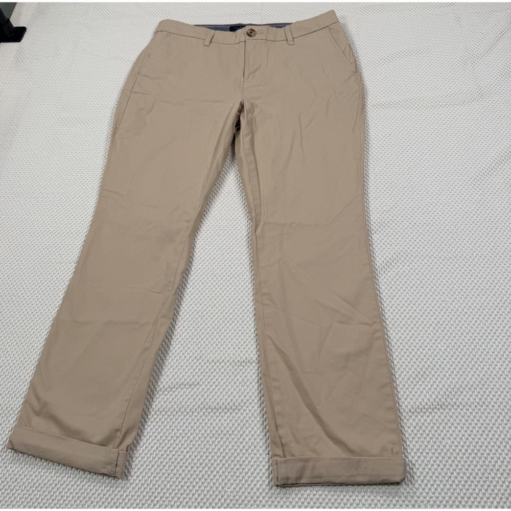 Tommy Hilfiger Chino Pants Women's Size 6 Khaki Tan Stretch Crop Ankle Cuffed